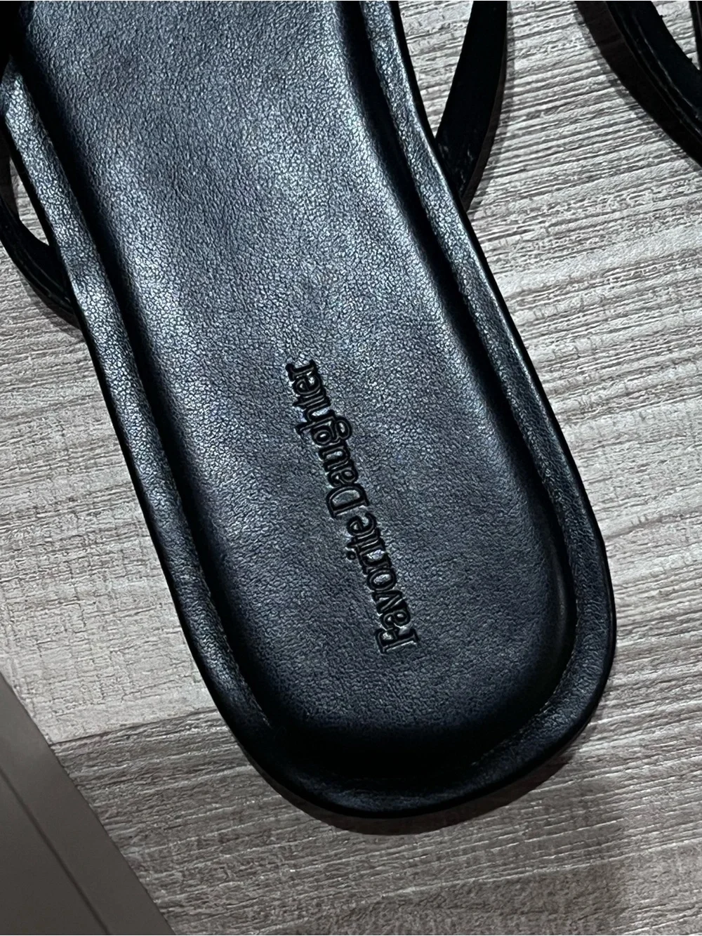 Favorite Daughter Cameron Black Square-Toe Thong Sandals with Thin Straps